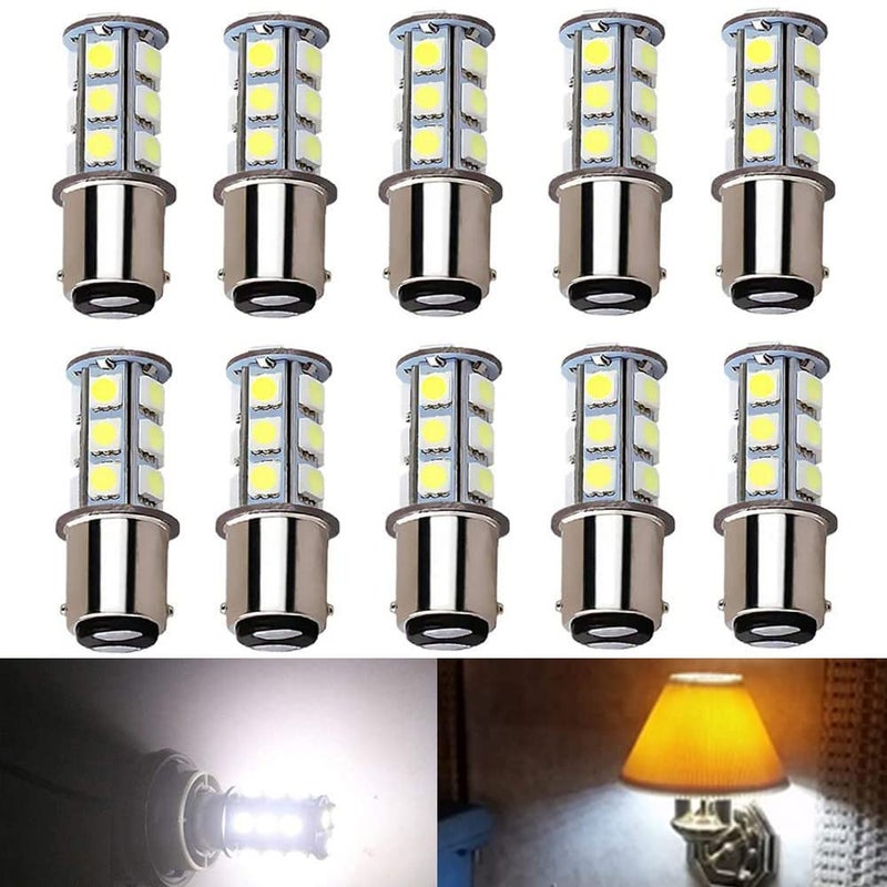 بلايلي بي 10-pack BA15D 1142 6500K لمبات LED بيضاء بديلة DC 12V إضاءة داخلية للمركبات الترفيهية، مقطورة، قارب، إضاءة ساحة، لمبات خلفية (عبوة من 10) 